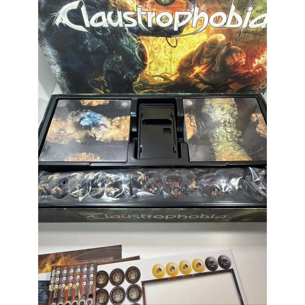 Brand New Open Box - Claustrophobia Board Game 2013 by Asmodee - 17 Miniatures